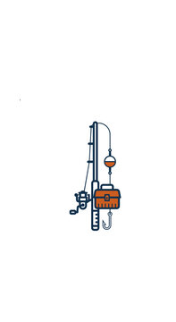 Minimalist Vector Illustration Of A Fishing Rod With A Reel Bobber And Tackle Box On A Clean White Background For Outdoor Sports Design Fishing Rod