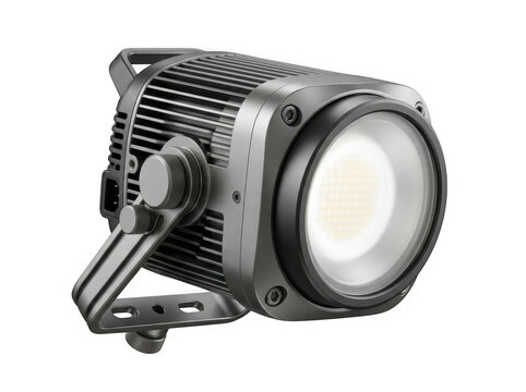 Silver C O B L E D light with adjustable yoke isolated on a transparent background