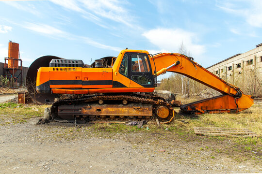 Crawler excavator at construction site
