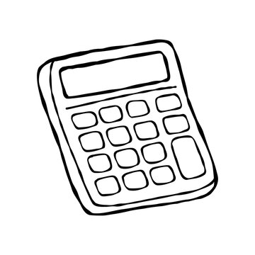 Hand Drawn Calculator Line Art Illustration