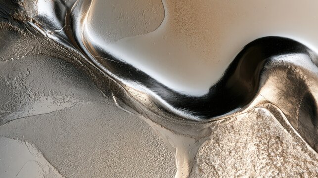 Flowing Metallic Surface with Abstract Liquid Texture