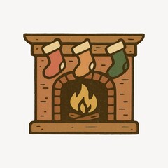 Fototapeta premium Cozy fireplace with festive stockings.