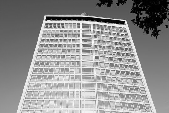 RWE Innogy, Germany. Black and white retro vintage photo.
