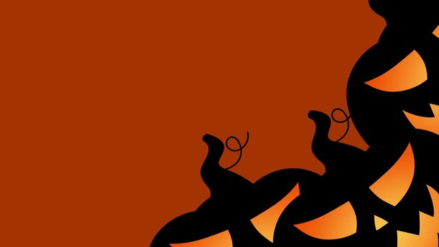 Spooky Halloween Background with Glowing Jack O Lantern Pumpkins.
