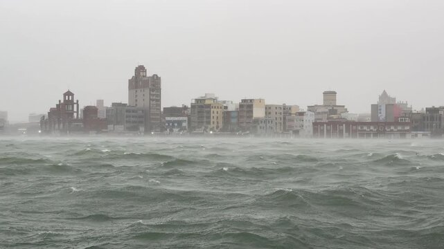 Rough Sea And High Tide As Tropical Storm Hits City