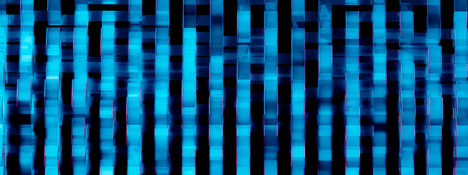 3D Blue Pink Ribbon Neon Abstract Background Cyan Digital Glow