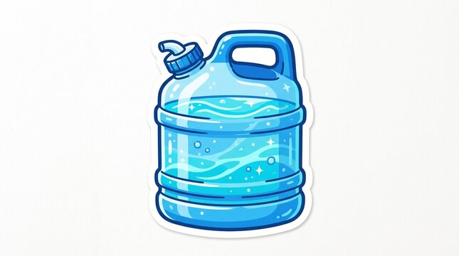 Blue Water Gallon Sticker Illustration &ndash; Drinking Water Container Graphic