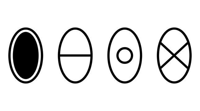 Minimalist black oval and circle geometric line symbols