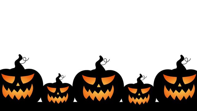 Halloween Pumpkins Glowing Border Animation On Isolated White Background.