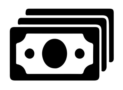 Stack of paper money cash bills icon vector silhouette