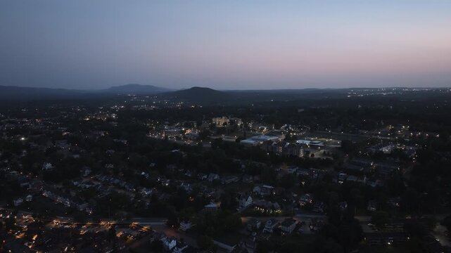 Drone shot of Newburgh at sunset. Shot in New York State&rsquo;s Hudson Valley.