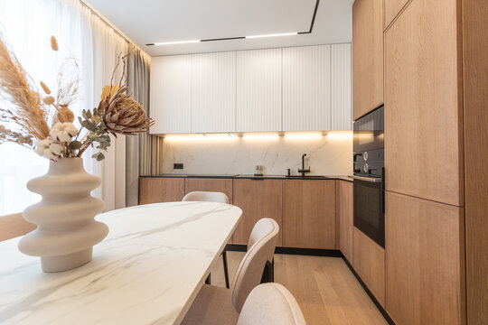 Dining area in modern luxury apartment
