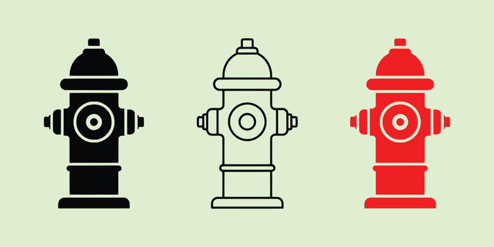 Three fire hydrant icon set