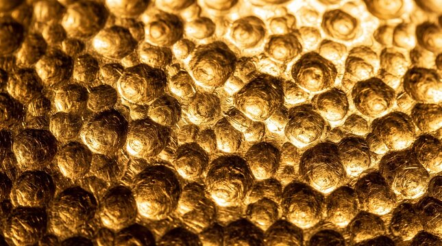 Golden Cellular Textured Surface Abstract Background
