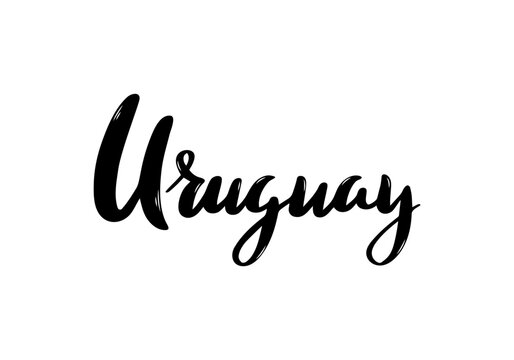Uruguay Lettering. Handwritten city name. Vector design template.