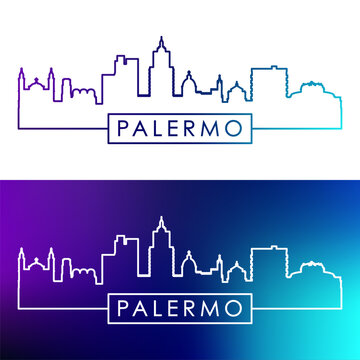Palermo skyline. Colorful linear style. Single line. Editable vector file.