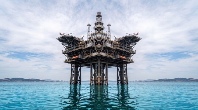 Offshore Oil Rig Drilling Platform in Ocean