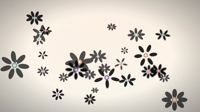 Animated Background Of Stylized Black Flowers Blooming And Disappearing On A Light Gradient