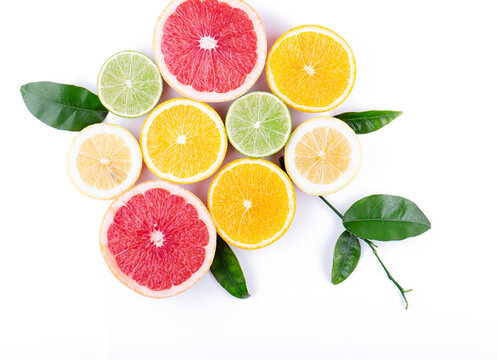citrus fruits isolated on white