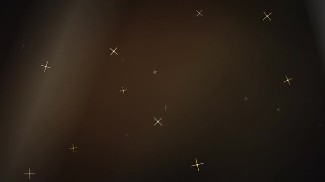 Glowing Golden Plus Sign Particles Moving Through A Dark Abstract Background