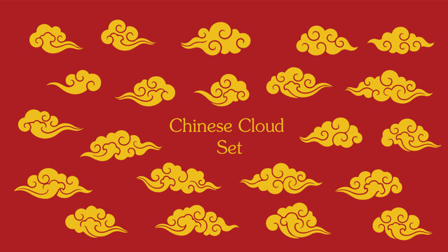 Chinese cloud set china japanese korean asian traditional illustrations calligraphy decorations element vector design for background and wallpaper 22