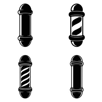 Four barber pole silhouettes against a white background