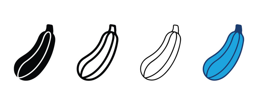 zucchini squash illustrations in different colors isolated on transparent background