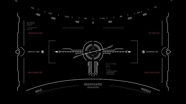 Futuristic Interception HUD With Central Targeting Reticle And System Monitor