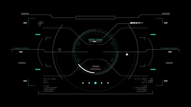 Futuristic Target Lock HUD With Circular Reticle And Confirmed Status Display
