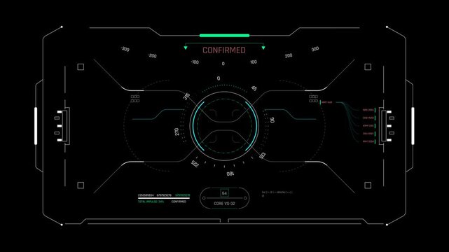 Futuristic Targeting HUD With Circular Reticle And Confirmed Status Interface