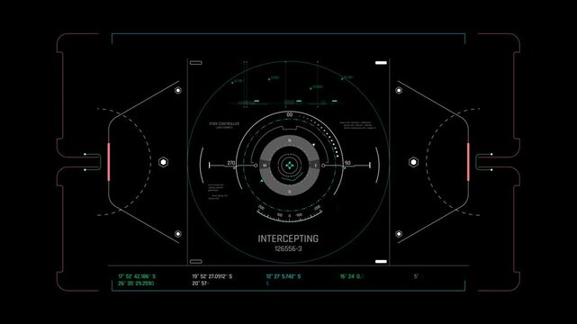 Futuristic Interception HUD With Concentric Reticle And Tracking Interface