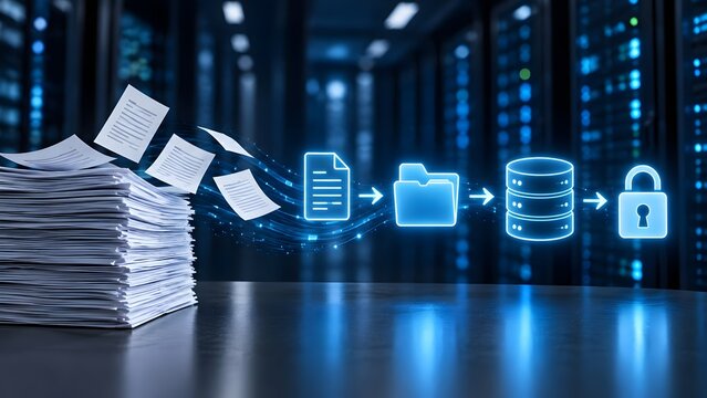 Digital data workflow from documents to secure database