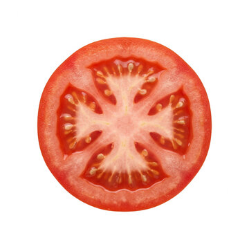 Rodaja de tomate fresco aislada sobre fondo blanco