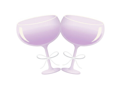 Dos copas de champ&aacute;n con lazos para boda