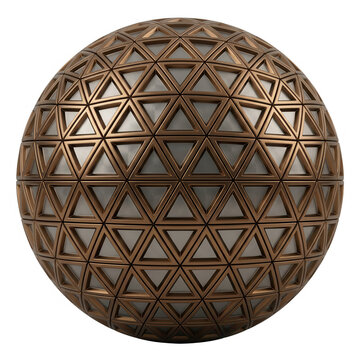 Esfera 3D con patr&oacute;n geom&eacute;trico de tri&aacute;ngulos met&aacute;licos