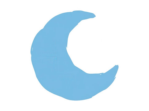 Icono de luna creciente pintado a mano en azul