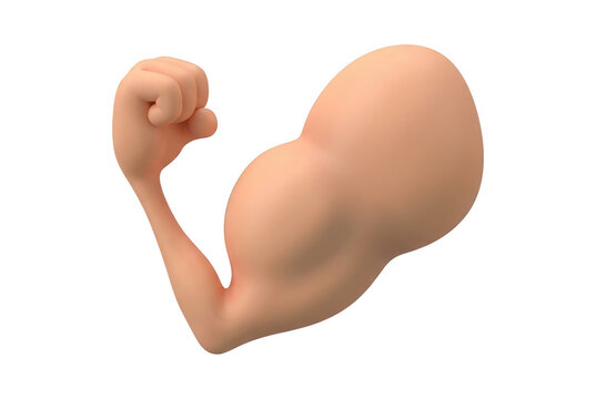 Ilustraci&oacute;n 3D de un brazo musculoso flexionando el b&iacute;ceps