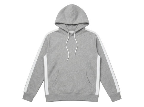 Sudadera gris con capucha y rayas laterales