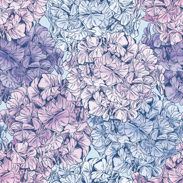 Vector hydrangea flowers pattern Colorful seamless watercolor pattern. Perfect for greetings, invitations, manufacture wrapping paper, textile and web design. 
