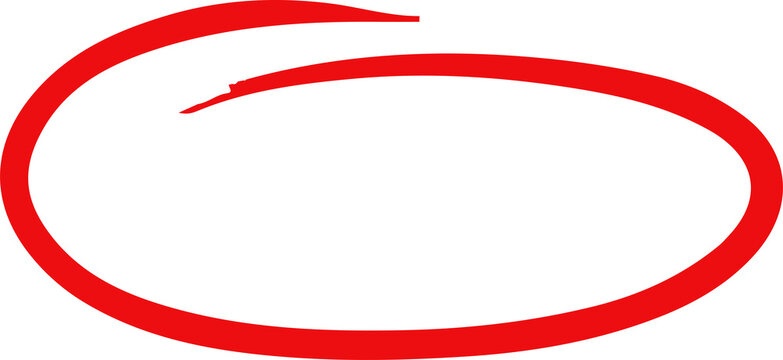 Red Hand Drawn Circle Marker for highlighting text, visual emphasis design element isolated on transparent background