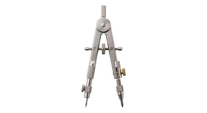 Precision metal compass tool for drawing circles and geometric shapes