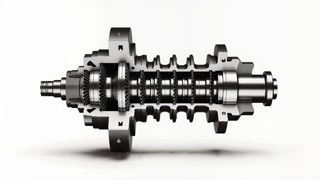 Multi-speed gearbox layshaft mechanical cutaway, white background