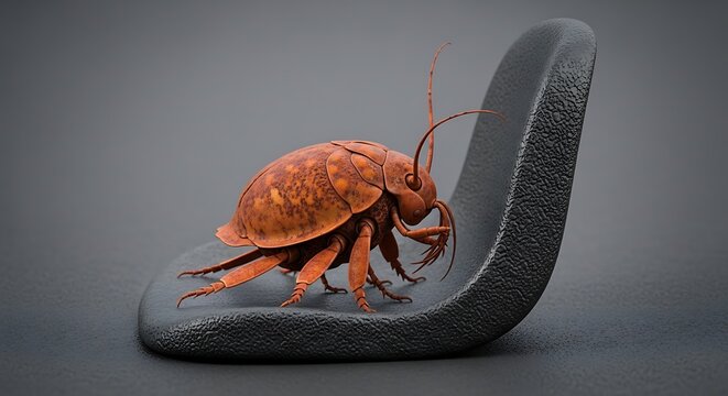 Cockroach on gray rubber sole closeup.