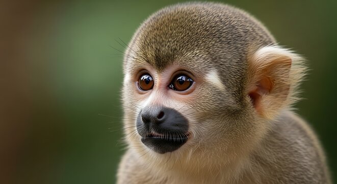 Cute monkey face close-up portrait.