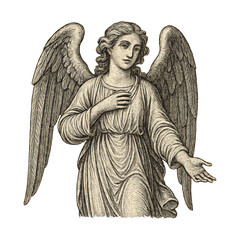 Fototapeta premium PNG Vintage angel illustration art