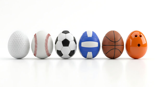 Creative collection of sports ball patterned eggs featuring soccer basketball and baseball