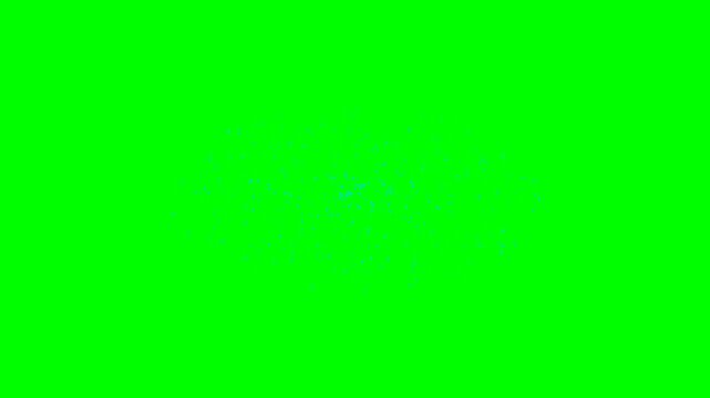 Abstract Blue Particle Cluster Floating on Green Screen Chroma Key Background for Visual Effects Compositing