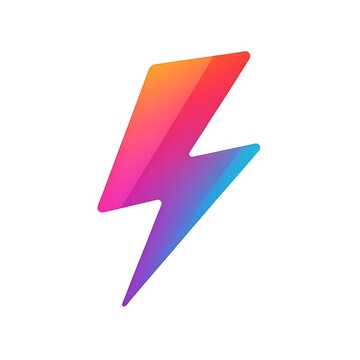 Colorful gradient lightning bolt icon shape
