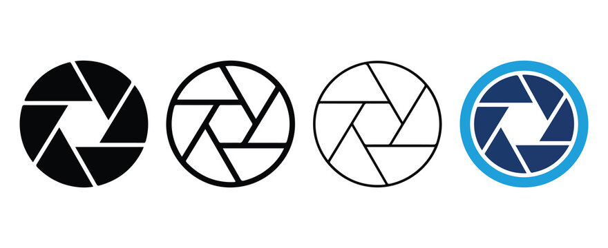 camera shutter speed indicator icons with geometric design variations isolated on transparent background
