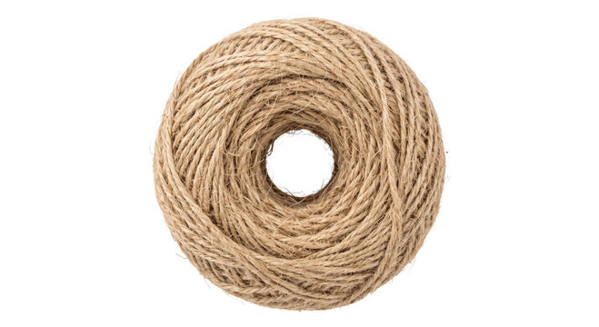 Natural twine roll on a white background, perfect for crafts and packaging